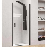 Люлееща врата “NERO PIVOT PORTA Transparente”, прозрачно стъкло, 70-100х200 см, черен мат